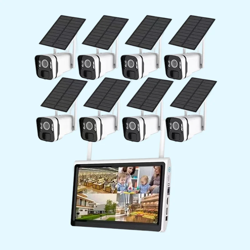 8CH Solar Wireless Security Kit Two Way Audio Motion Detection Battery 4MP Night Vision Solar Nvr CCTV Kit