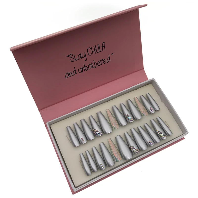 
2021 new high quality packages factory press on nail packaging box 