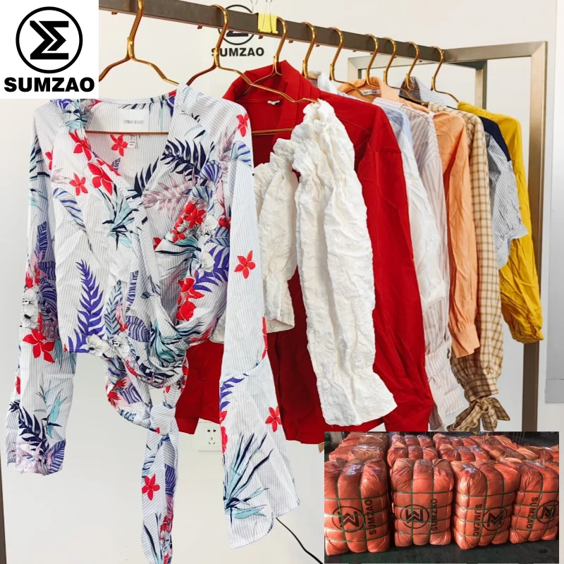 Sumzao Ladies Cotton Blouse a grade Thrift Wear Thrift Clothes Bales Used Clothes In Bulk Second Hand Clothing