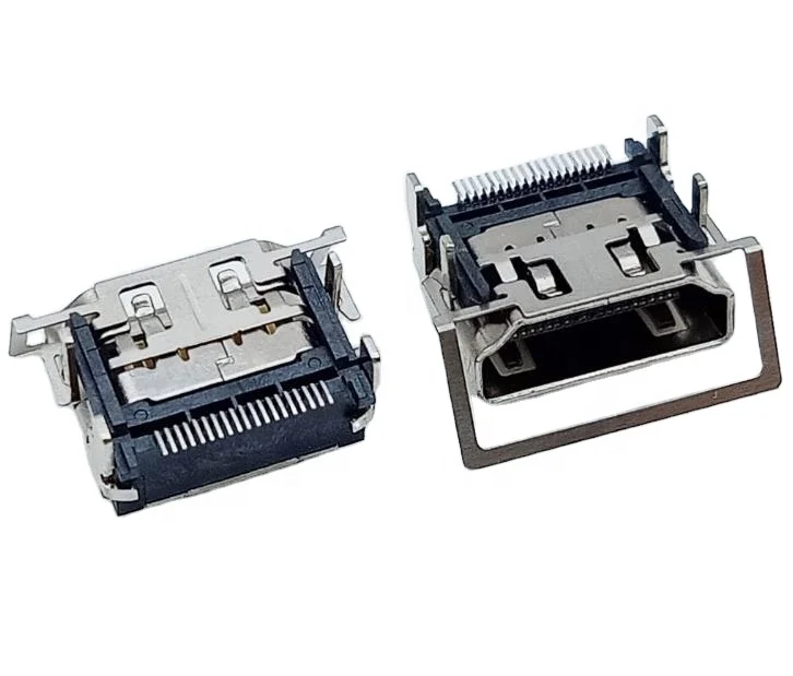 
SMT Type A 19P HD-MI High Definition Multimedia Interface Receptacle Connector with EMI Spring & Shell Tails Through Hole 