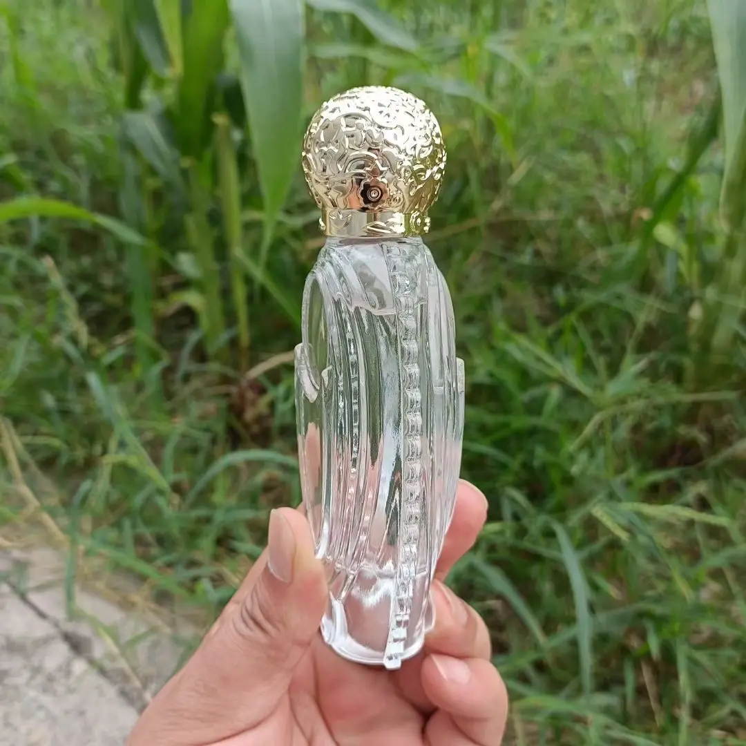 55ml Oval Glass Perfume Bottle With ABS Round Lid in Stock