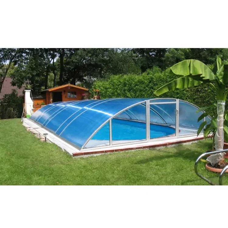 HOT SALE Medium Line Arc Telescopic Swimming Pool Enclosures PC sheet Aluminium alloy