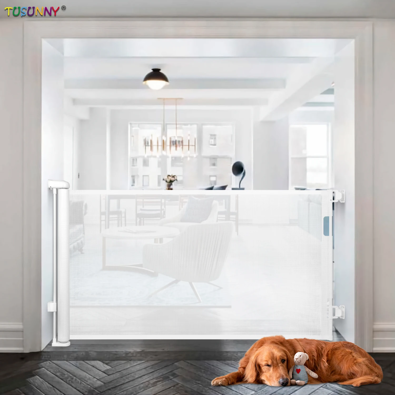 Child Safety Retractable Gate Baby Gates for Stairs Mesh Pet Barrier Mesh Gate