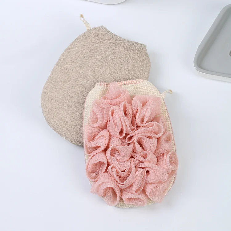Wholesale Supplier Natural Shower Loofah Sponge Bath Exfoliating Mitt Sponge Glove 150d Show Bath Scrubber With Custom Logo