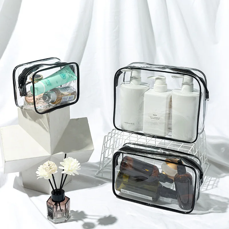 Dry and wet separation double-layer wash bag portable travel transparent fitness swimming bath makeup storage bag