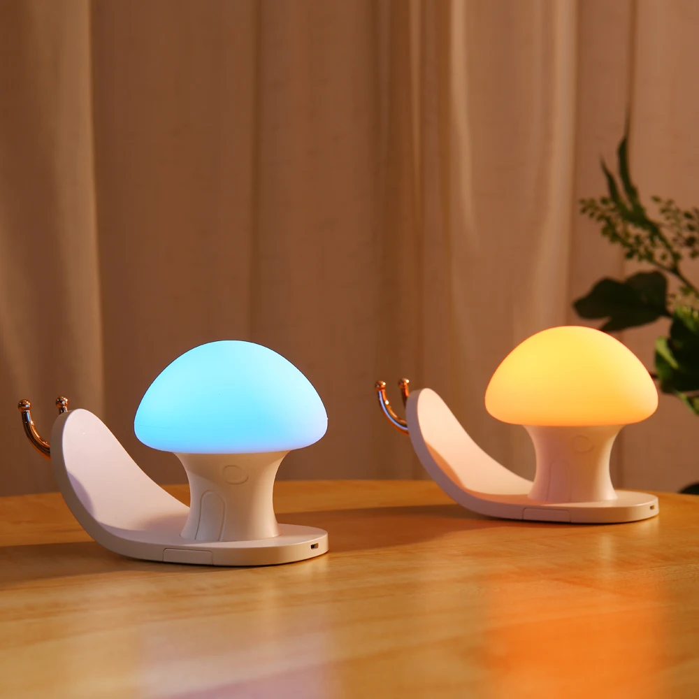 Mushroom Kids Touch Sensor Bedside RGB Night Light with Phone Holder