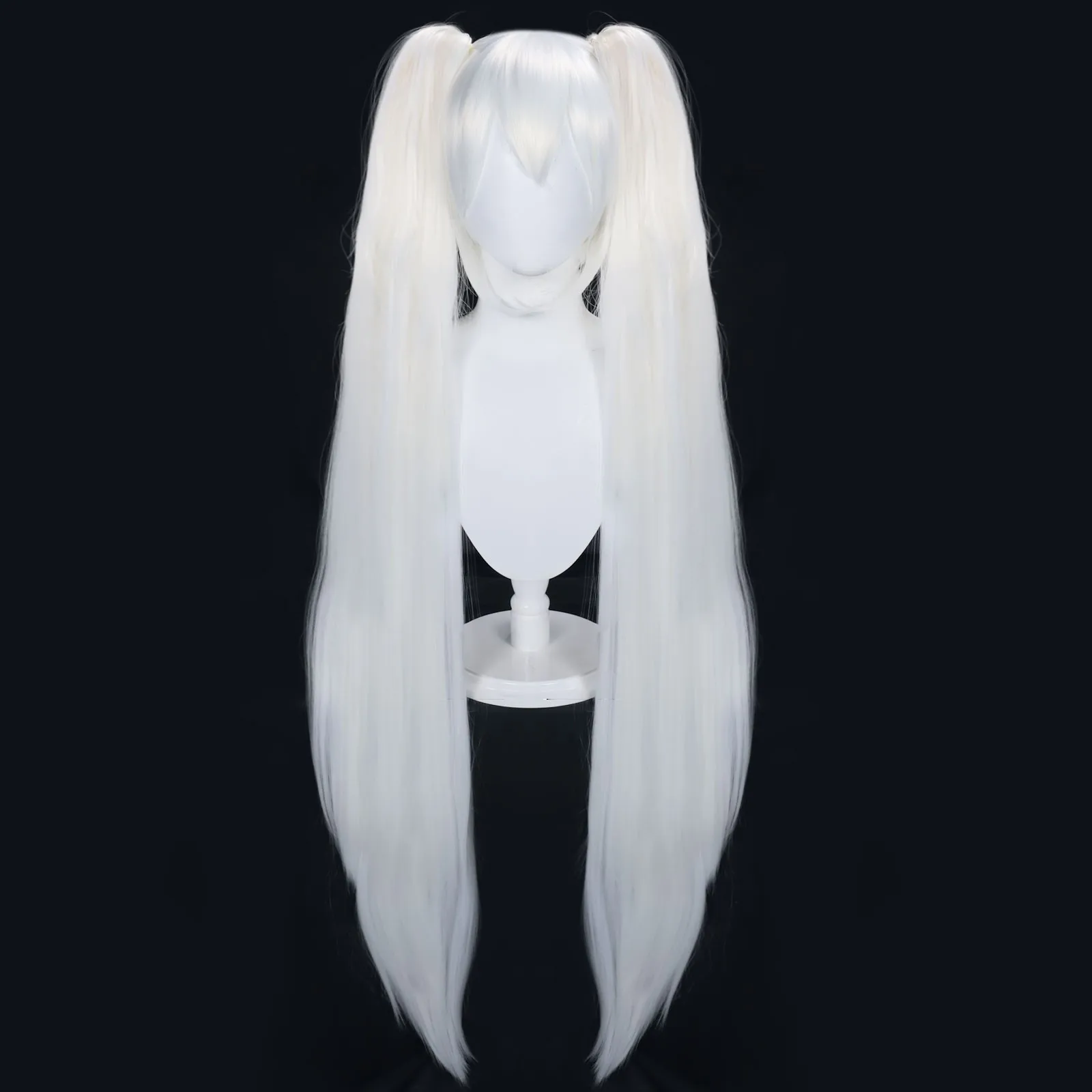 ANOGOL Cosplay Wig with Bangs for Women with Two Detachable Ponytails Long Straight Synthetic Wig for Halloween Costume Party