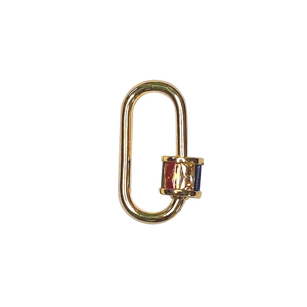Fun2bead высококачественные ювелирные изделия CZ микро паве карабин аксессуары позолоченные латунные бриллиантовые Подвески овальные винтовые