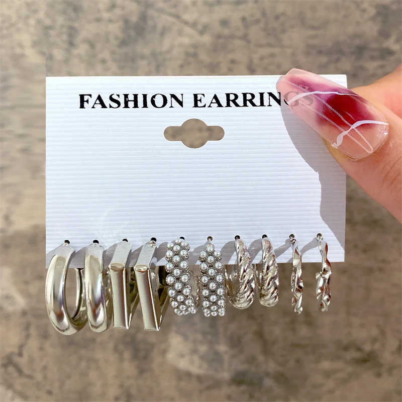 12 pairs gold hoop earrings set women multipack chunky chain twisted fashion dangle woman earring set for gift
