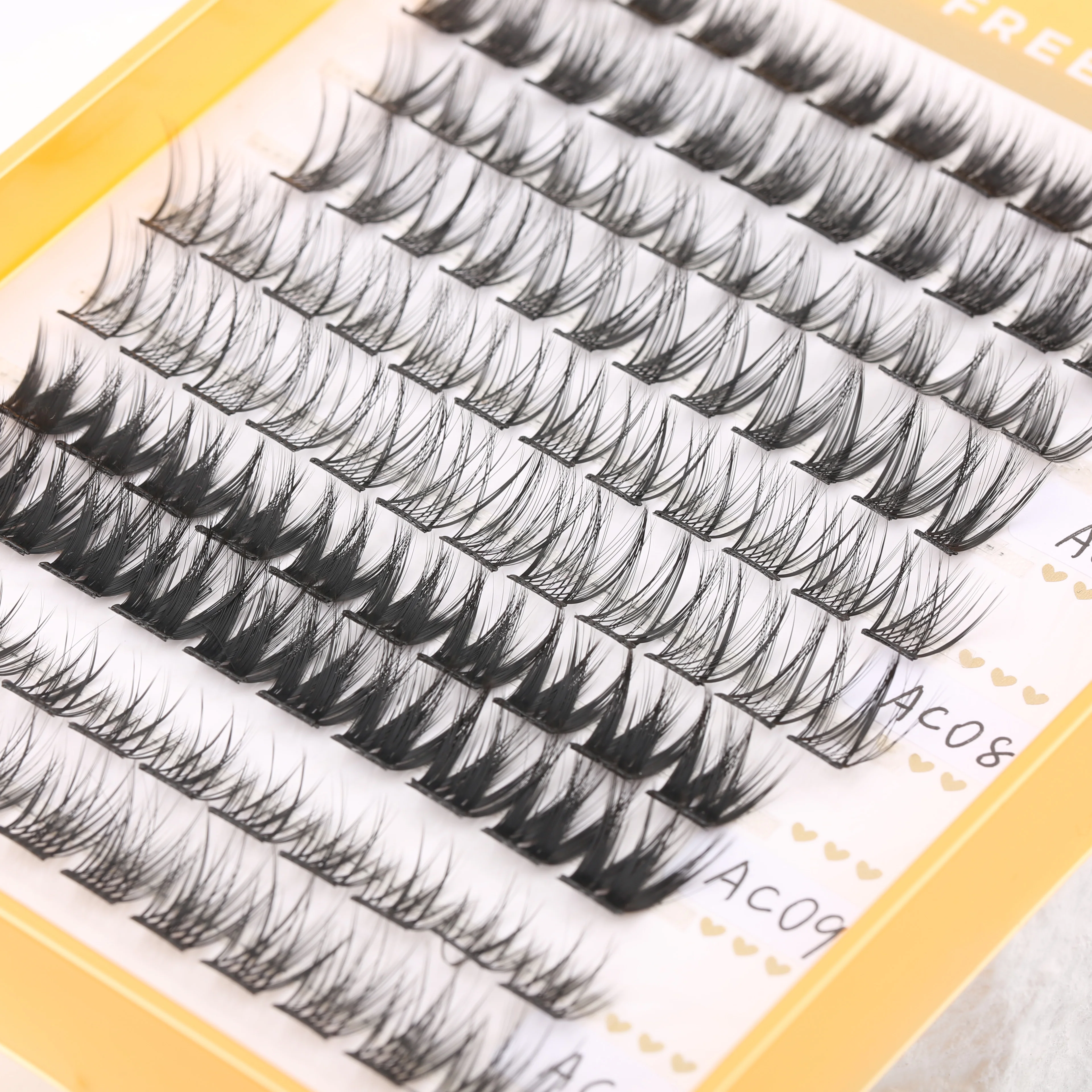 Long Lasting Band Press on Segment Lash No Glue Needed Cluster Lashes Pre-Bond Press-On Diy Eyelashes