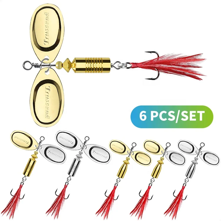 Truscend manufacturer Double Blade Fishing Spinner hard metal spoons blade swimbait fishing lure for saltwater freshwater