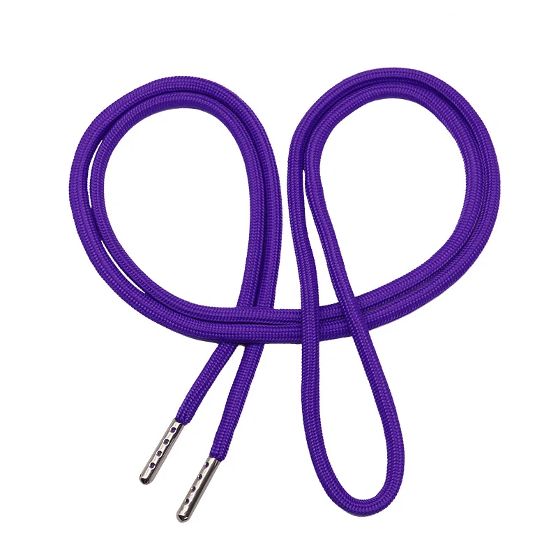 New Arrival Eco-friendly Custom Fashion Polyester Round Flat Drawstring Cords With Metal End Tips for Hoodie shorts