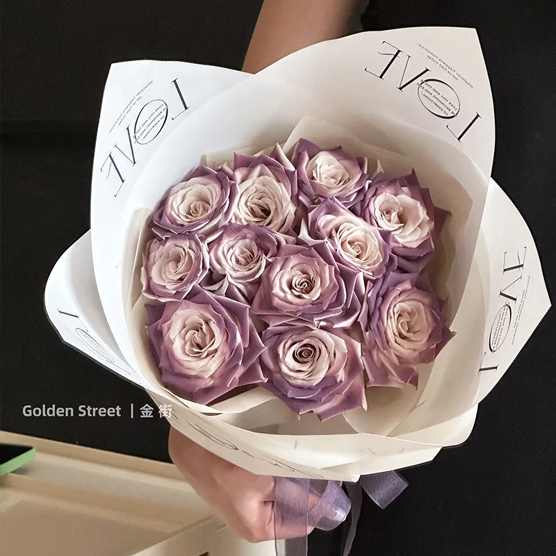 Fall In Color Wholesale Cheap Korean Style Love Printing Fresh Flower Packaging Paper White Simple Bouquet Wrapping Paper