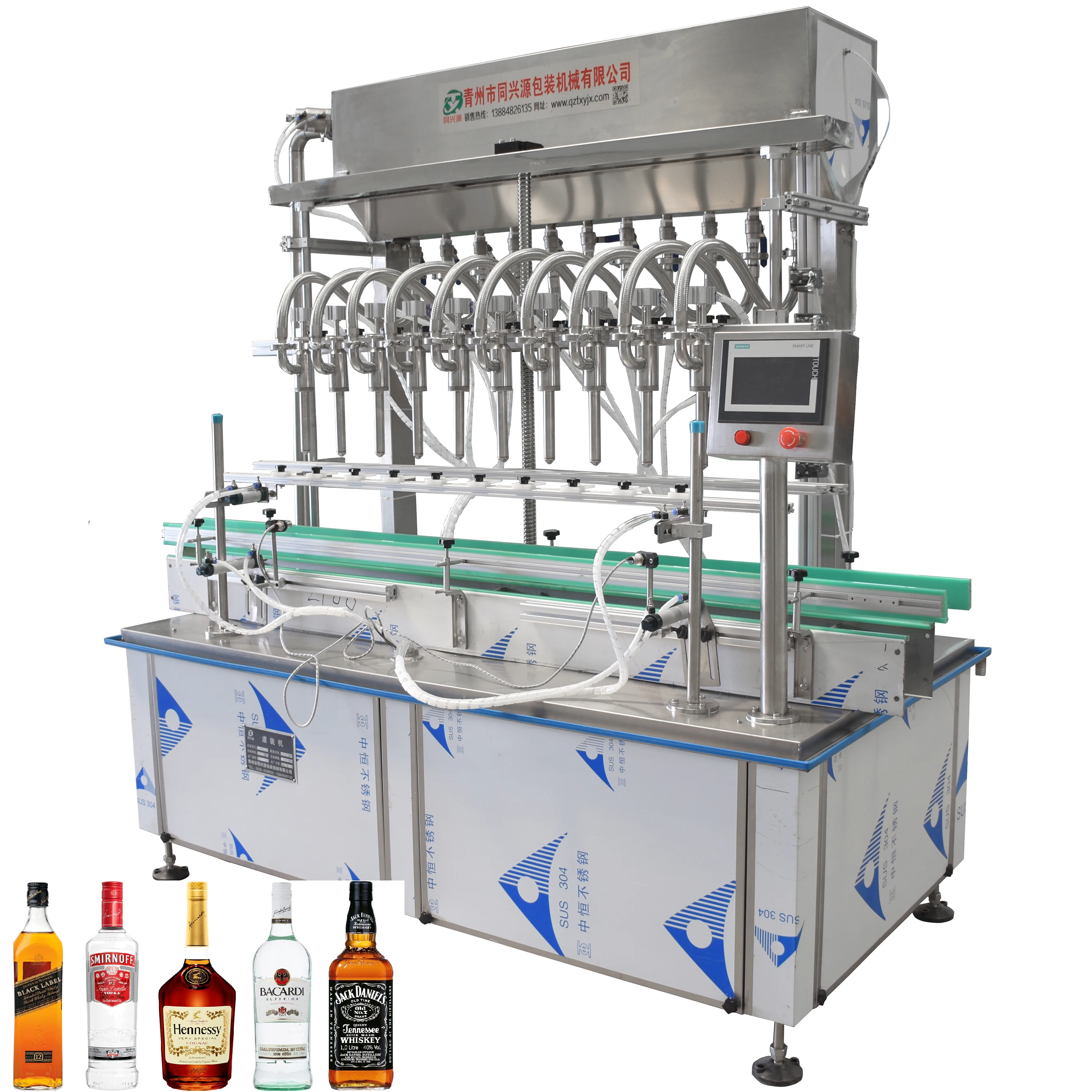 
304 Stainless Steel Automatic tequila whisky vodka bottle filler with 4/6/8/10/12 heads 