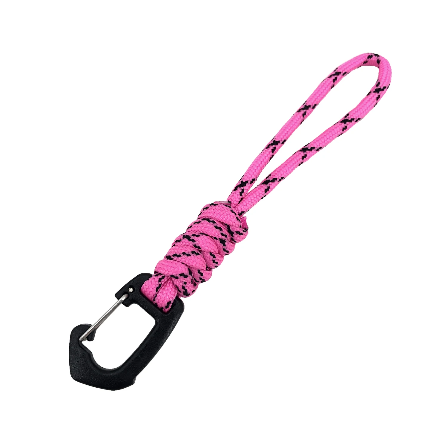 Handmade Paracord Lanyard Wrist Strap with Carabiner Survival Tool for Outdoor Activity
