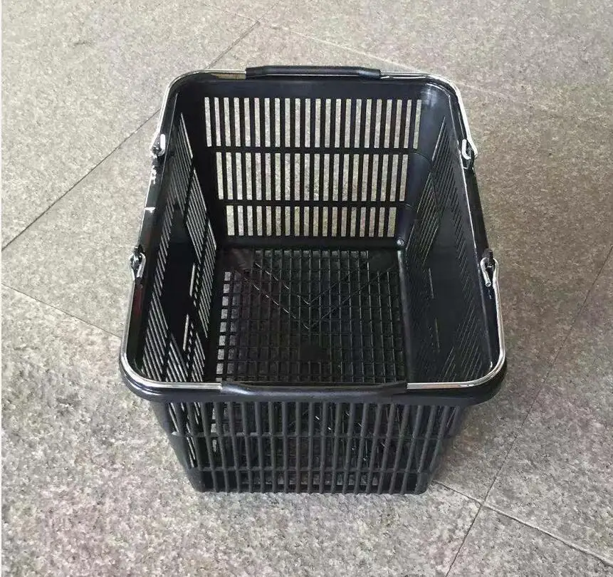 17L Black Plastic Food Carrying Basket for Shopping Mall Use Manufactured by Top Baskets Company