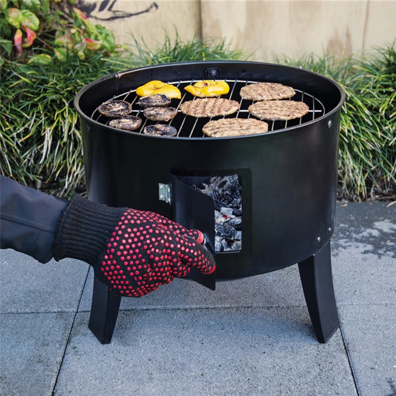 2022 wholesale 2In 1 charcoal bbq grills Outdoor wood fire barbecue Smoker Camping portable charcoal bbq grills