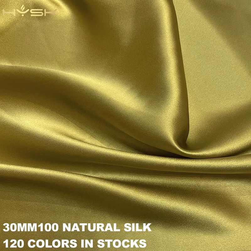 high ending 30MM pure silk yellow green kimono en soie moroccan raw pleated 100% mulberry Silk satin Fabric for wedding