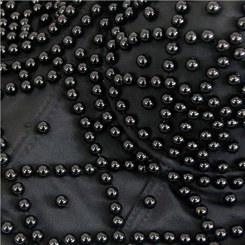 Fashion Sexy Black Beading Pearl Bra Party Women Strapless Half Cup Bustier Corset