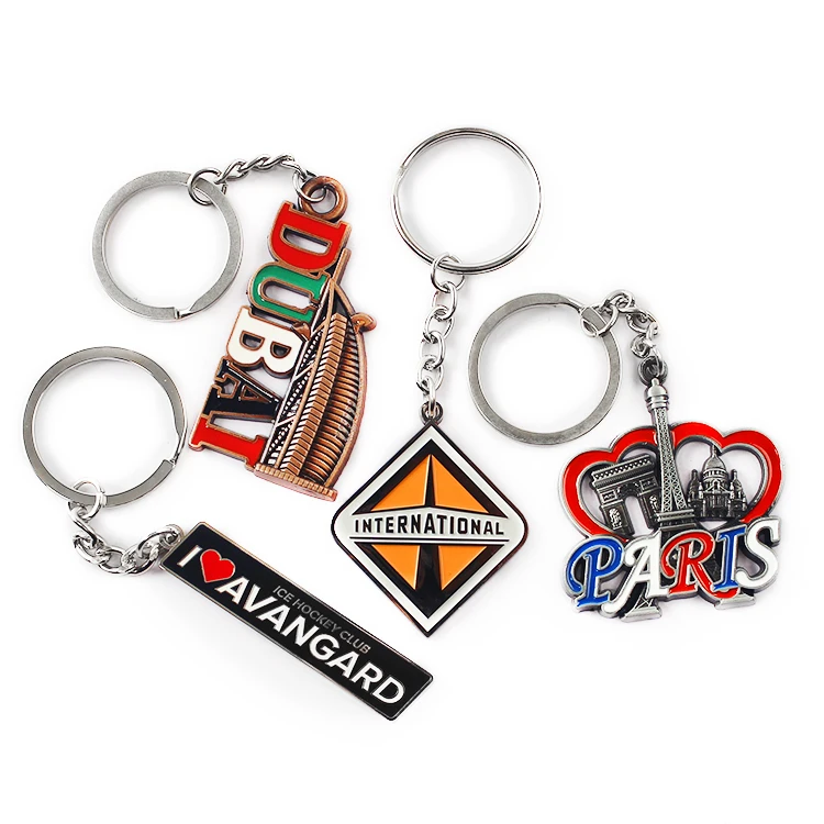 Wholesale Custom Zinc Alloy Iron 2D/3D Logo Letter Key rings Hard Soft Enamel Keychain Souvenir Custom Keychains