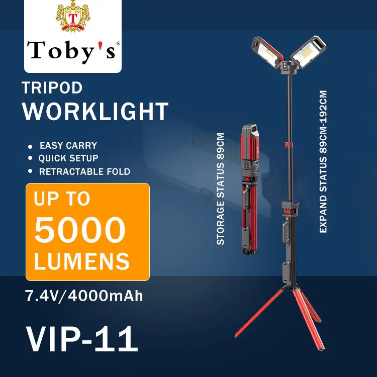 Heavy duty aluminum portable tripod light IPX4 Rechargeable portable customized high brightness 5000lumens with stand work light