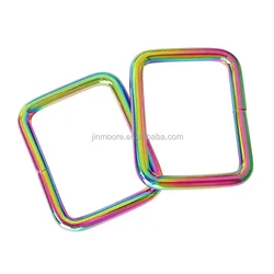 Rainbow Metal Rectangle Ring Buckles Webbing Strap Loops Adjuster Square Buckle