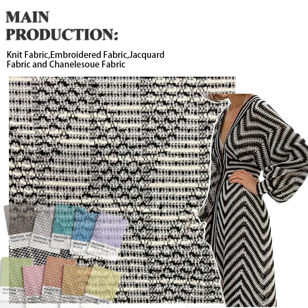 2025 New Style Wholesale Fashion Chanelstyle Knitted Tweed Jacquard Fabric For Women Jacket suits and dress