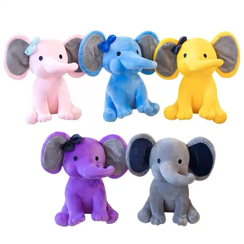 Color plush and stuffed elephant toys with big ears Wholesale custom cheap cute soft elephant plush toy