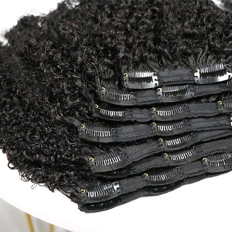 New Products 2022 Unprocessed Water Kinky Jerry Curly Band Clip in Hair Extensions 100 Human Natural Hair For Black Women