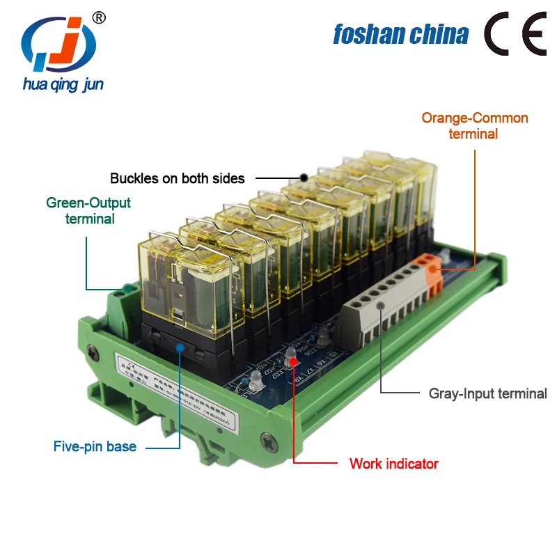 8-Channel 1NO 1NC Hequan Relay Module 24V Compatible NPN / PNP Electromagnetic Relays for Elevators Automation Control