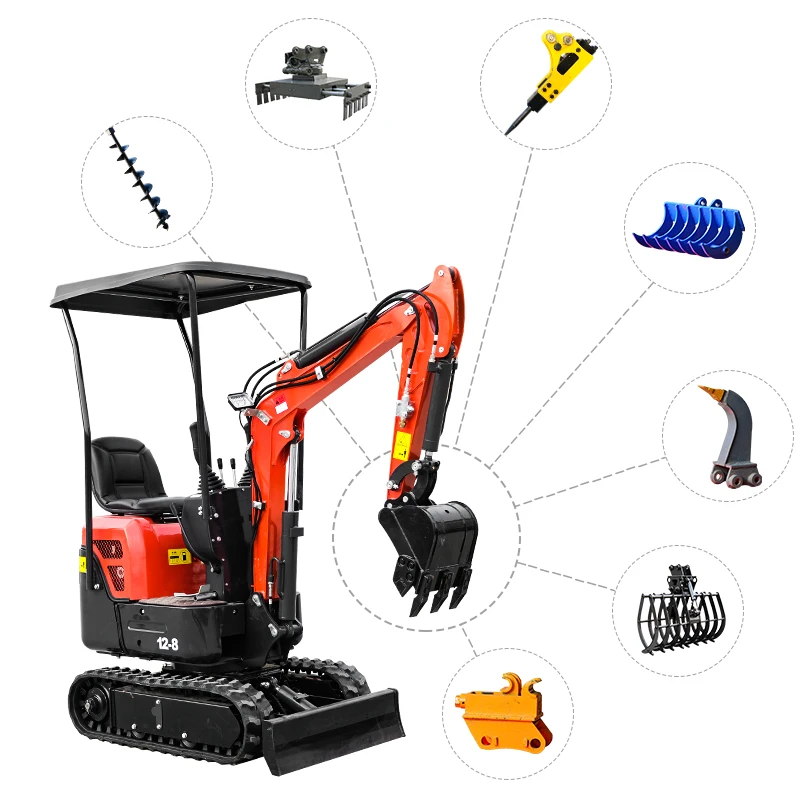 2022New XG08 Mini Excavators Small Bagger Micro Pelle Digger 1 Ton Excavator For Sale With Euro V Engine Factory