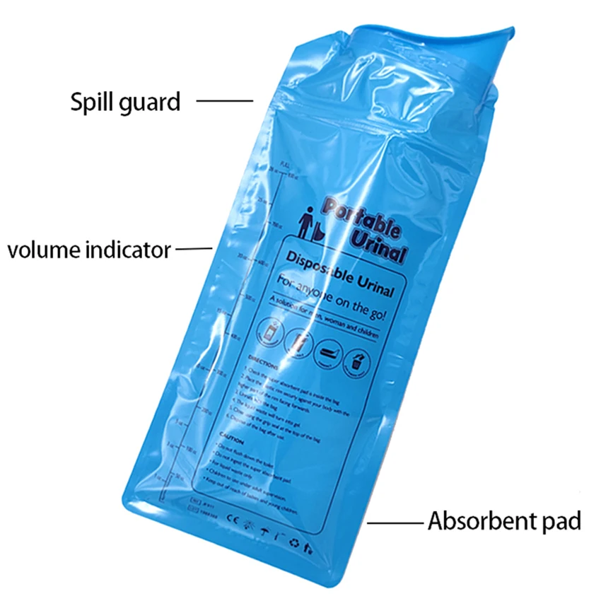 Custom 600ml 800ml Disposable Portable Car Sicness Camping Adult Emergency Gel Urine Bag For Travel