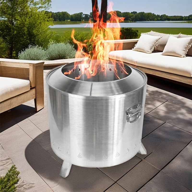 Hot Selling Large Outdoor Stainless Steel Firewood Stove Smokeless and for Family Yard Camping Bonfire with Fire Pits