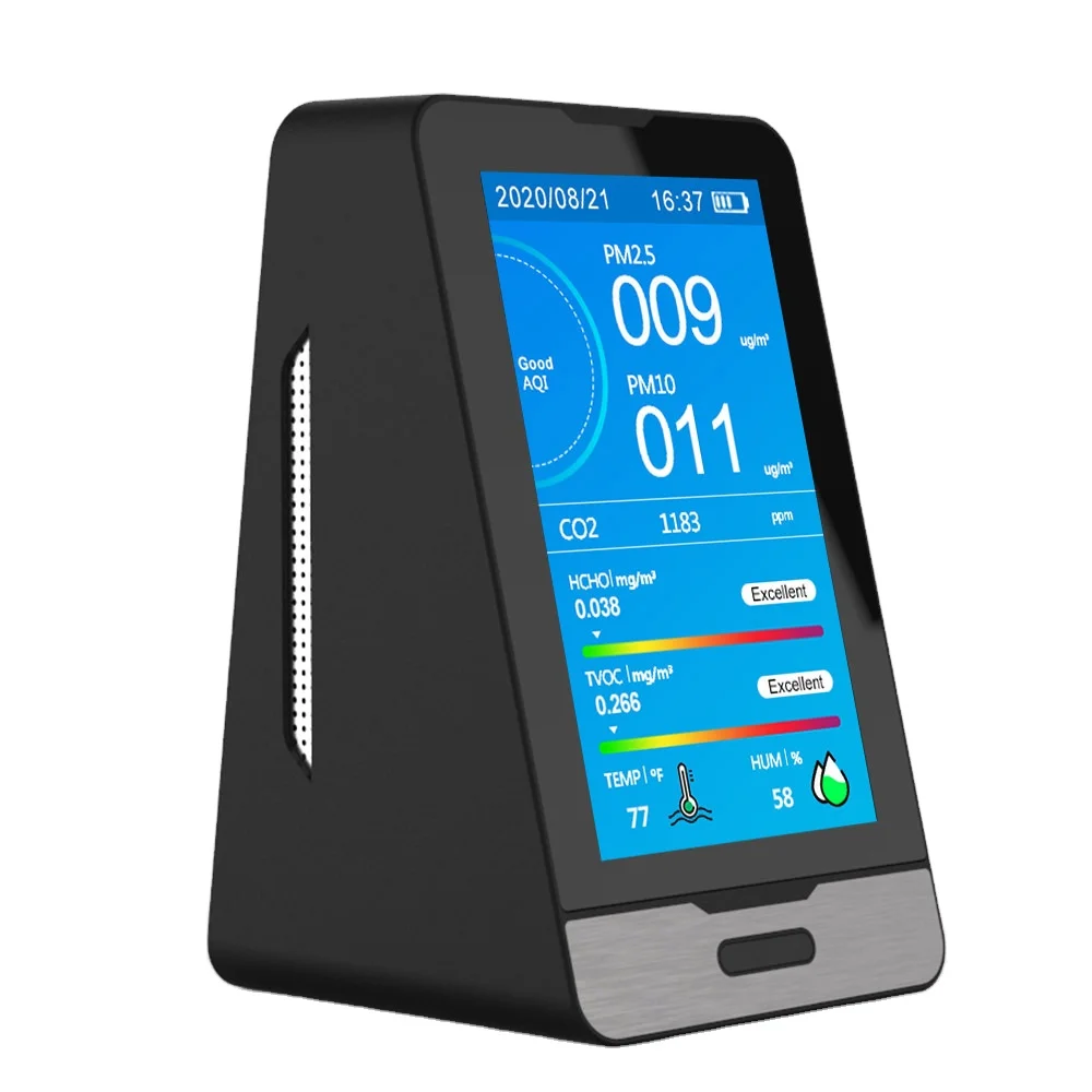 WIFI Indoor CO2 meter air quality monitor, PM2.5 tester, HCHO formaldehyde TVOC detector gas measurement equipment