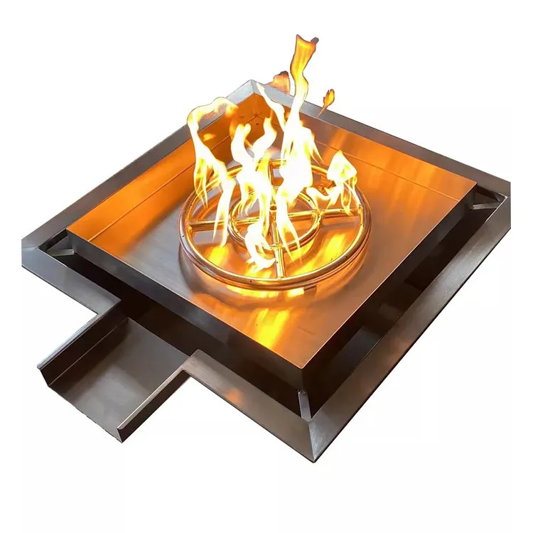 Customized Remote Ignition Stainless Steel Gas Fire Pit Water Feature For Swimming Pool