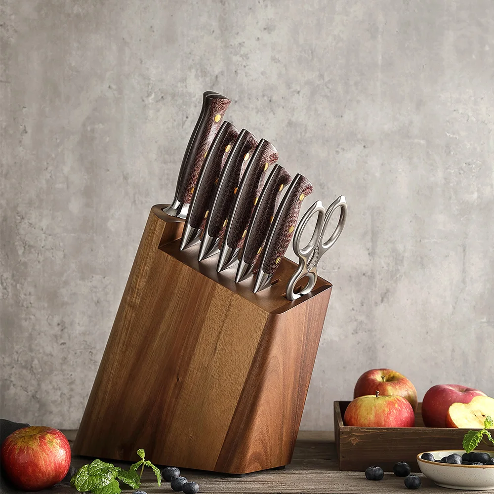 New 8 pcs Sharp Knife Set Custom Damascus Steel Durable Micarta Handle Professional Kitchen Chef Knives