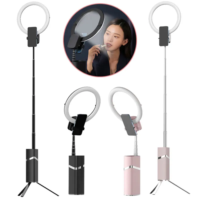 Portable Outdoor Integrated Free Charging Camera Selfie Studio Fill Lamp Foldable Dimming Tripod Stand LED Ring Light