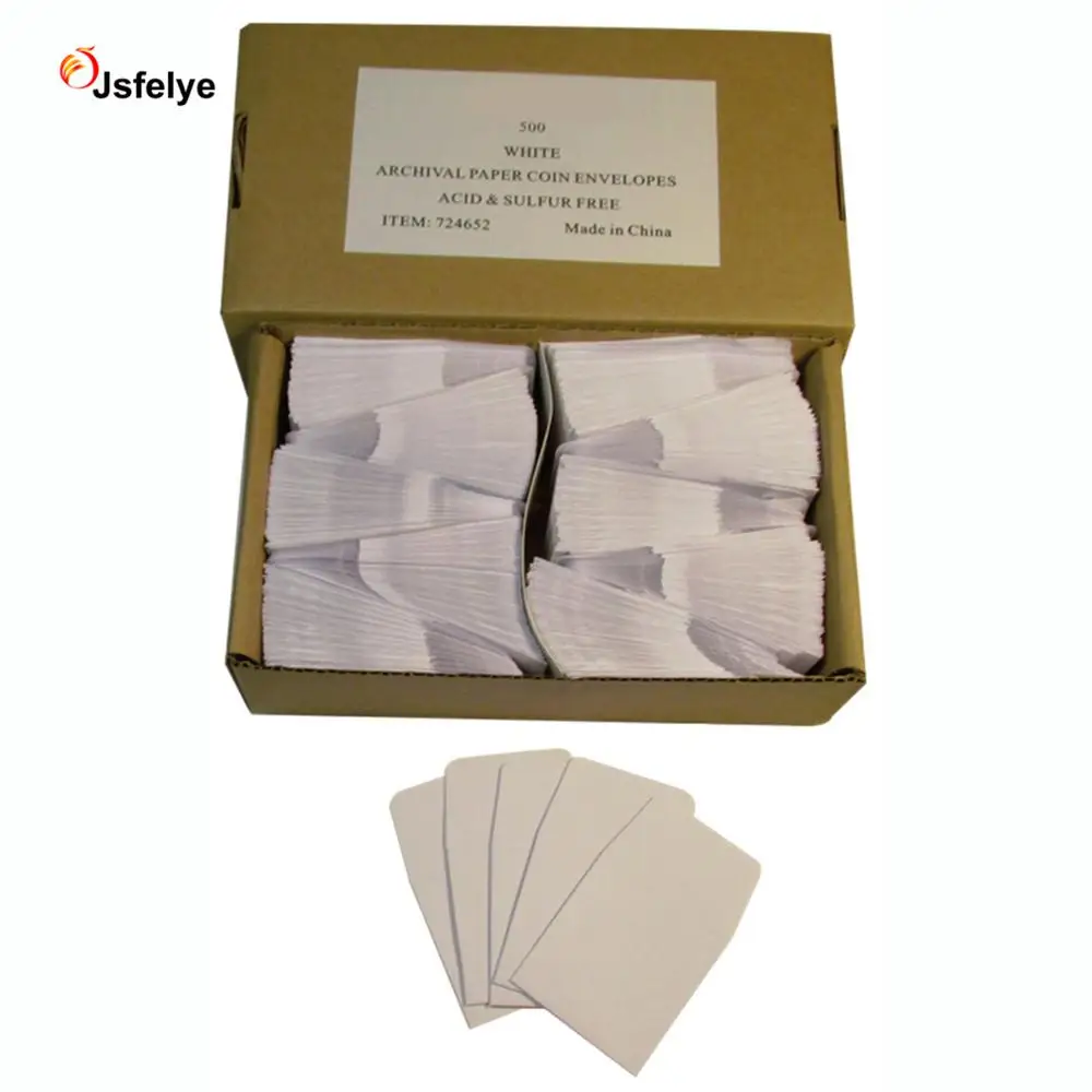 Конверты для монет из белой бумаги 2x2 без кислоты и сульфира