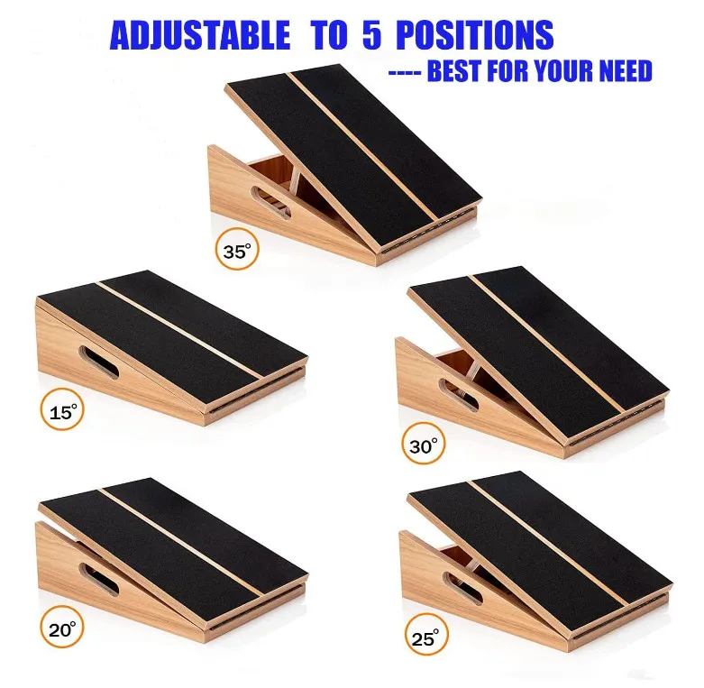 Best Selling Professional Adjustable Wooden Wedge Footrest Wood Slant Board