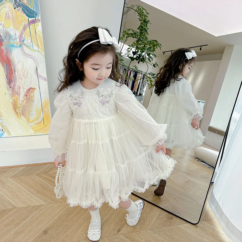 spring autumn kid girls party dress girls long sleeve lace princess dress