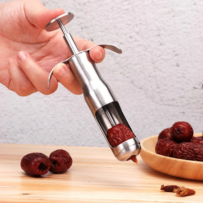 Stainless Steel Red Dates Jujube Pitter Cherry Olive Corer Home Kitchen Fruit Core Remover Seed Push Out Tool Accessories