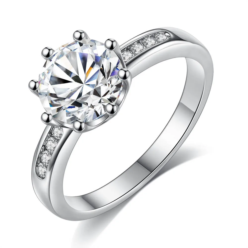 
2021 wholesale custom spot zircon platinum plated ring engraved ring men and women ring halo set 