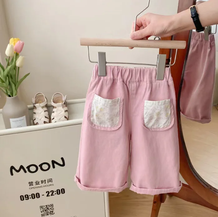 Wholesale 2024 Girls summer casual pants thin  loose wide leg pocket pants kids