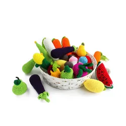 Multi colors small mushroom handmade crochet rattle toy for baby OEM custom cute crochet fruit