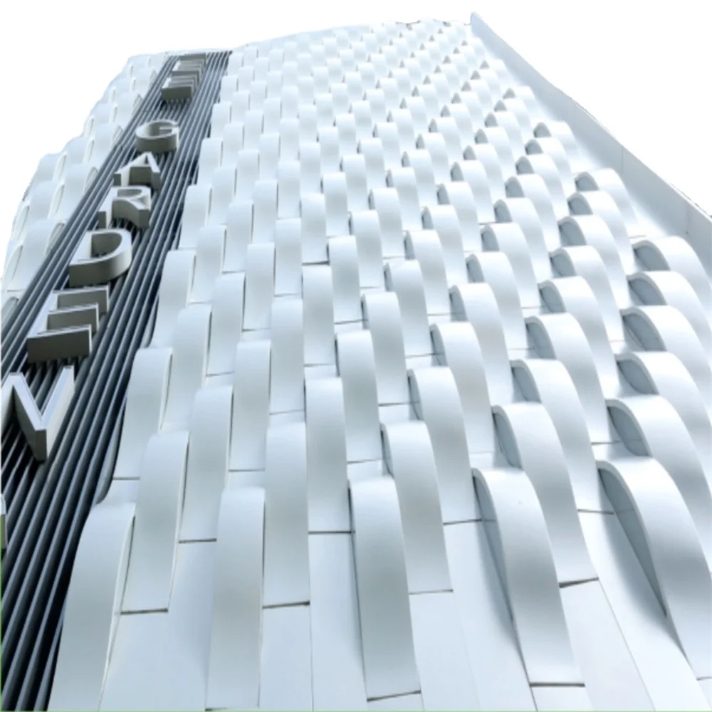 Fashionable Double Curve  Design Curtain Wall Decorative Aluminum Metal Building for Outdoor Decor Exterior