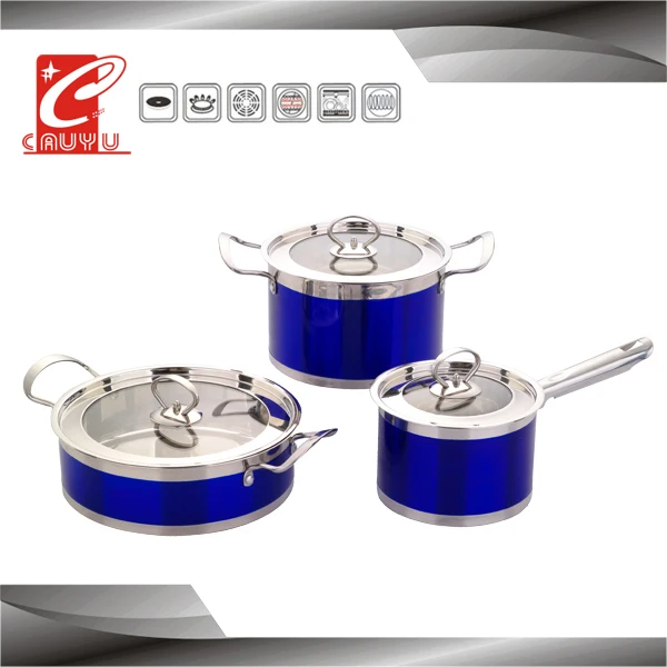 6Pcs Colorful Stainless Steel Cooking Pots Set Juego De Olla Acero De Inoxidable