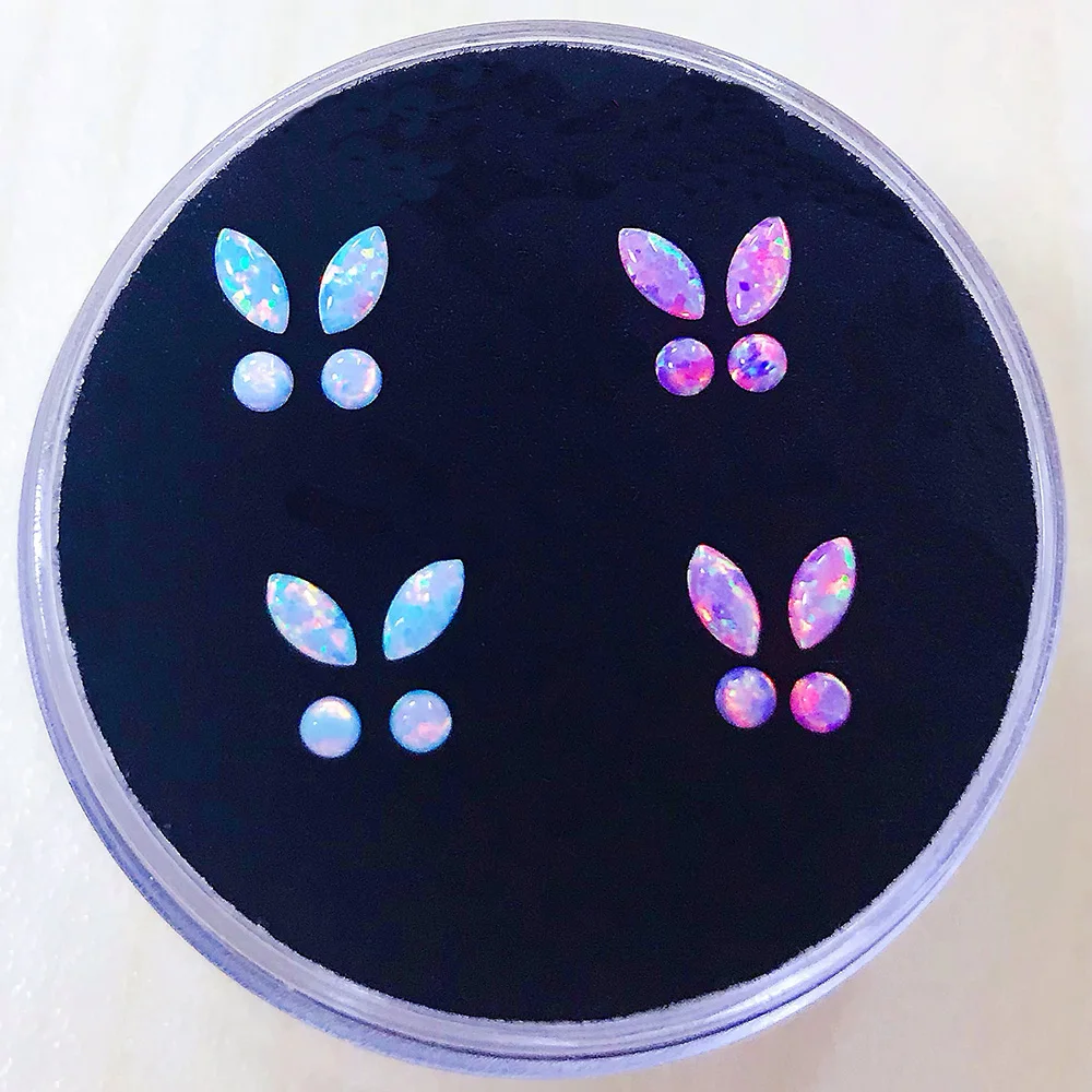 Wholesale Shinning Flat Tooth Gem Diamond 2x4mm DIY Trendy Butterfly Opal Tooth Gems