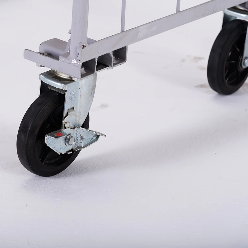 Wholesale Warehouse Galvanized Collapsible Folding 4 Wheel Cage Roller Trolley