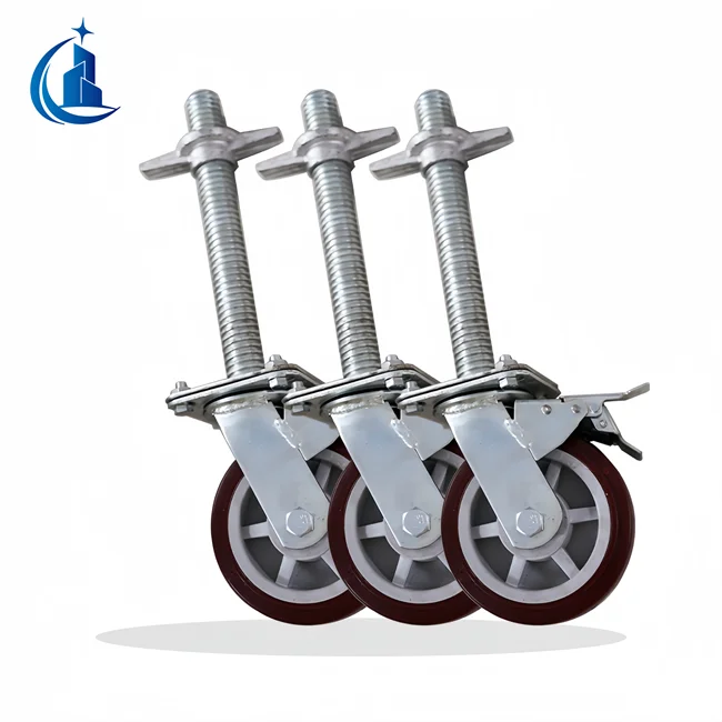 Heavy Duty Scaffolding Caster Wheel with Brake Adjustable Scaffolding Installation Wheel