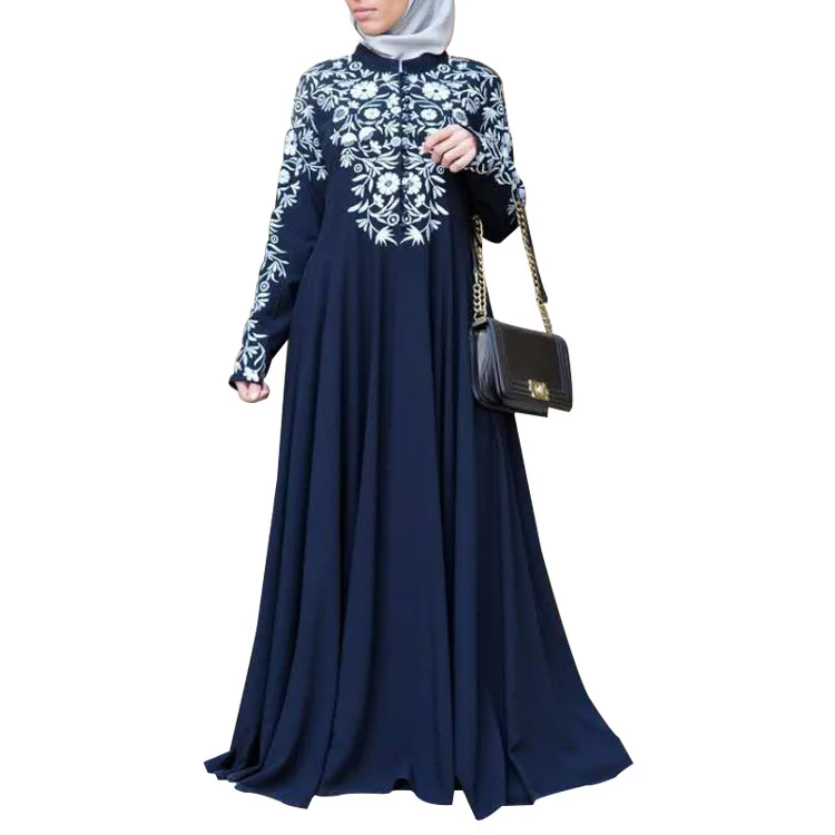 Aoyema Abaya Women Long Sleeve Chiffon Pleated Ruffled Vintage Elegant A Flowy Long Dress Traditional Muslim Clothing